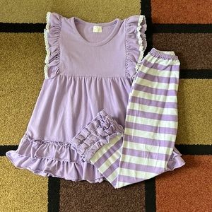 Boutique Style - Girls 2pc Purple Top/Pants Set - Size 2XL (6/7)